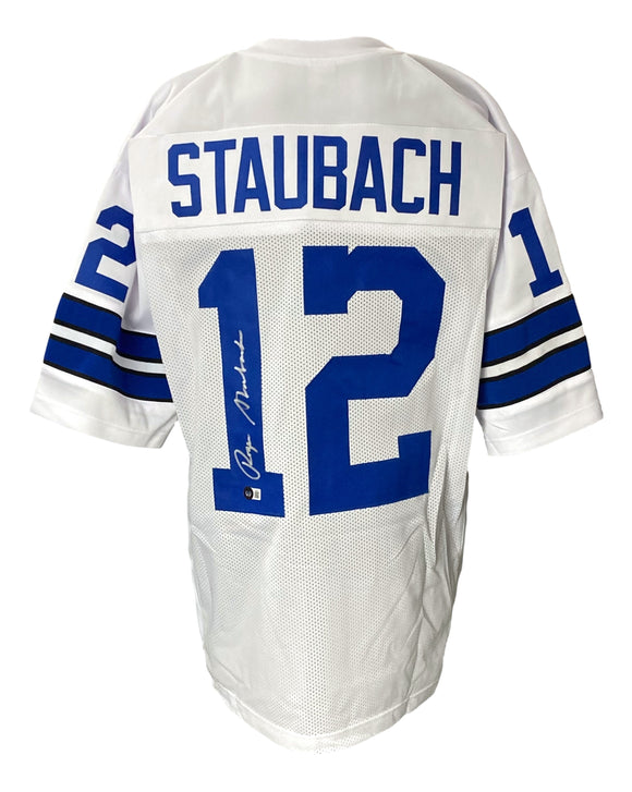 Roger Staubach Signed Custom White Pro-Style Football Jersey BAS ITP Sports Integrity