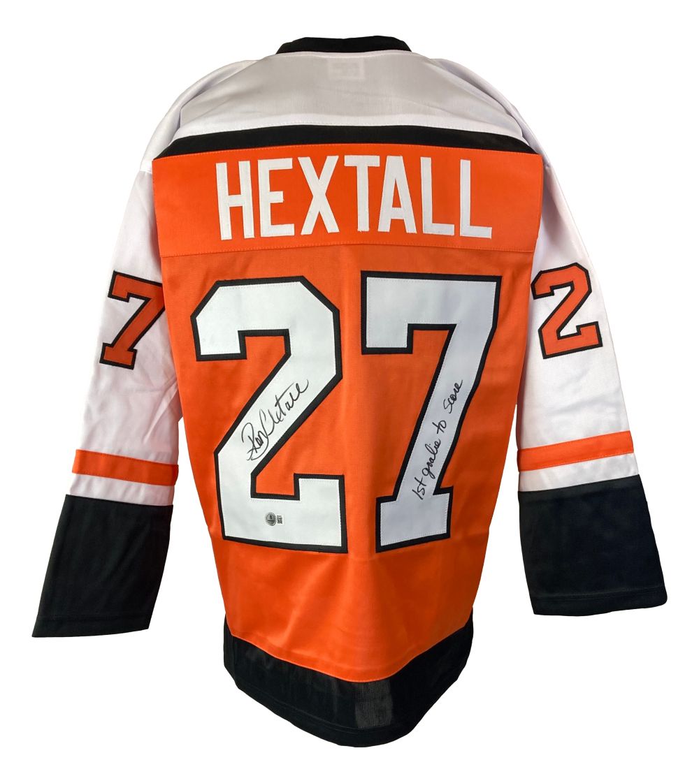 Ron Hextall Philadelphia Signed Orange Hockey Jersey 1st Goalie To