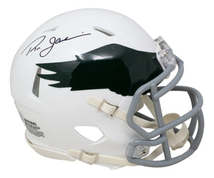 Ron Jaworski Signed Eagles Mini Speed Replica White Throwback Helmet BAS