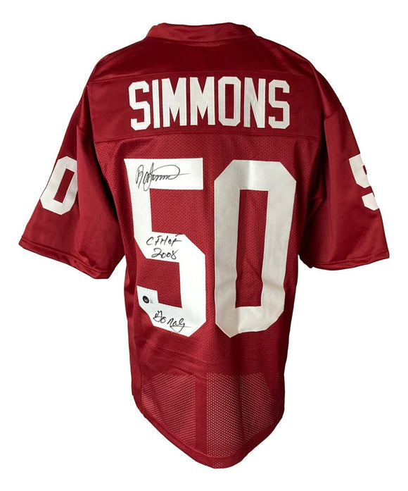 Ron Simmons Florida State Signed Maroon Football Jersey w/ 2 Inscriptions BAS