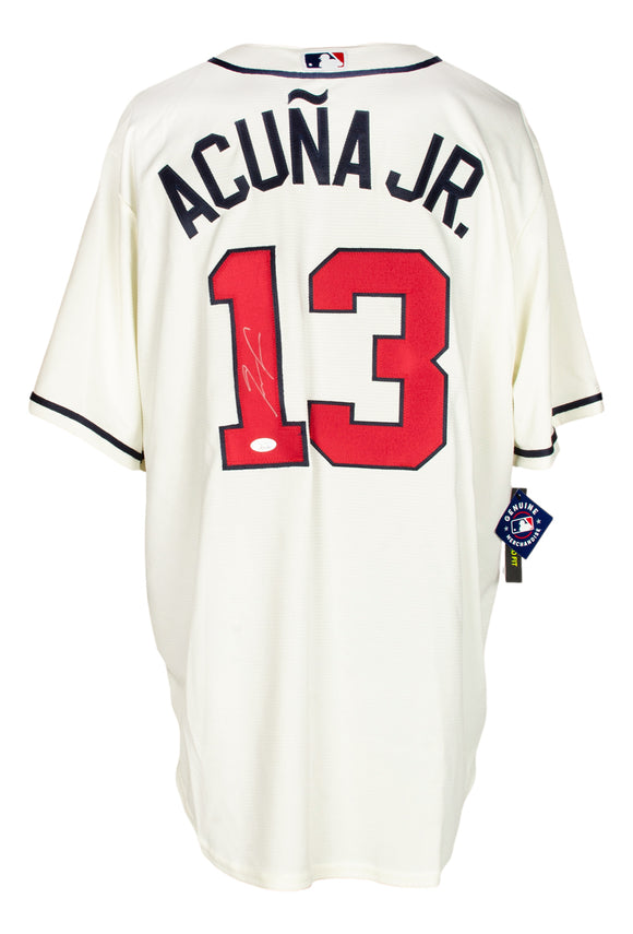 Ronald Acuna Jr. Signed Atlanta Braves Cream Nike Baseball Jersey JSA Sports Integrity