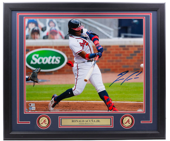 Ronald Acuna Jr. Signed Framed 16x20 Atlanta Braves Baseball Photo BAS
