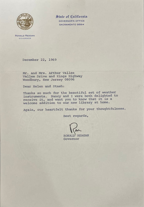 President Ronald Reagan Signed  Letter BAS AC22608