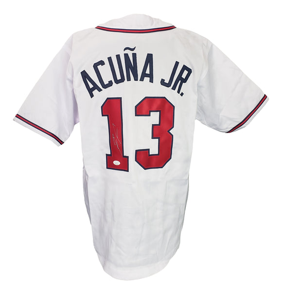 Ronald Acuna Jr Signed Custom White Pro-Style Baseball Jersey JSA ITP