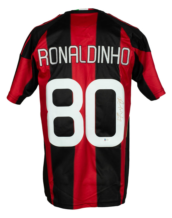 Ronaldinho Signed A.C. Milan Adidas Soccer Jersey BAS ITP Sports Integrity