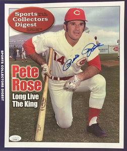 Pete Rose Signed 11x14 Cincinnati Reds Sports Collectors Digest Cover Photo JSA Sports Integrity
