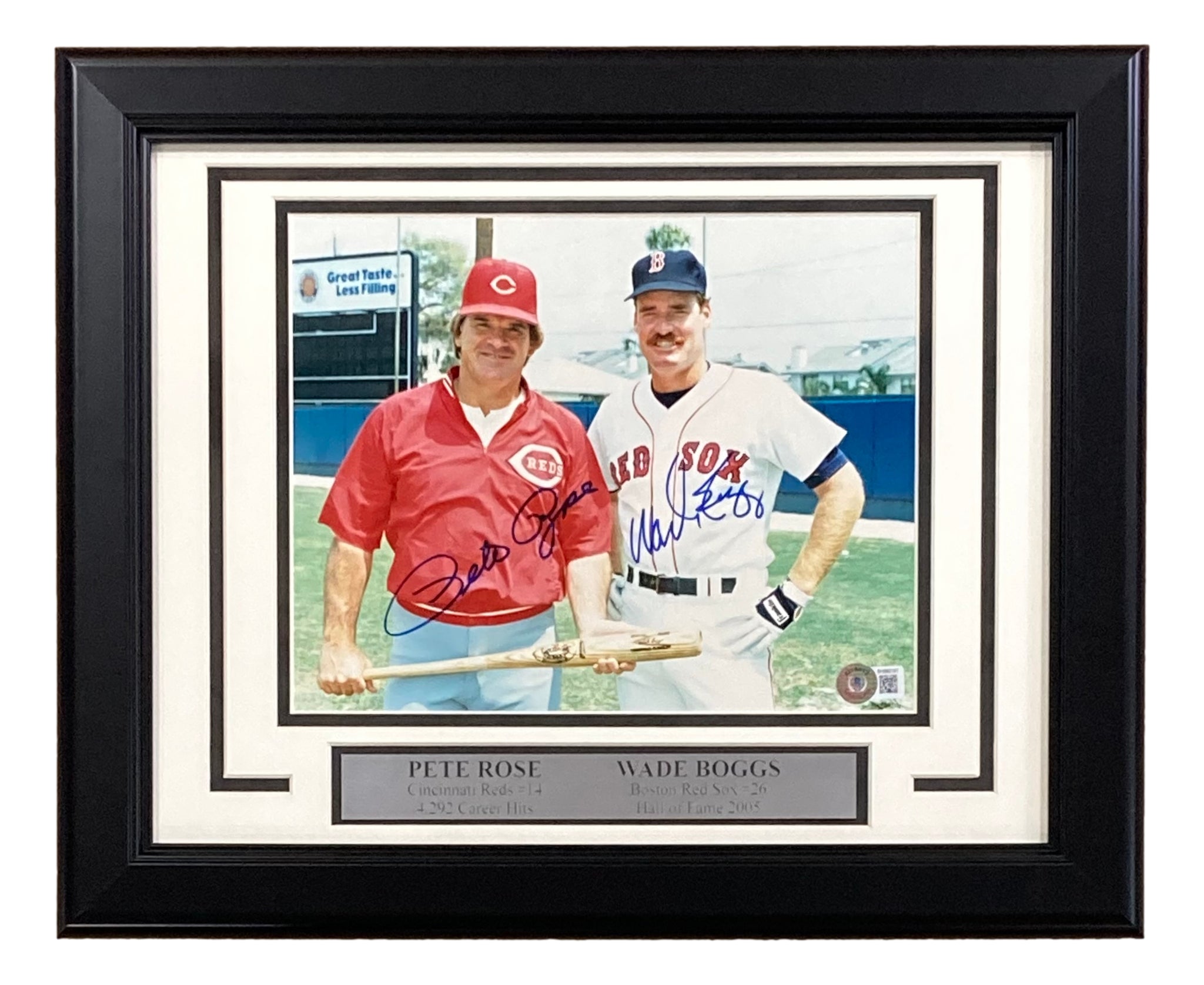 Pete Rose Wade Boggs Signed Framed 8x10 MLB Baseball Photo BAS
