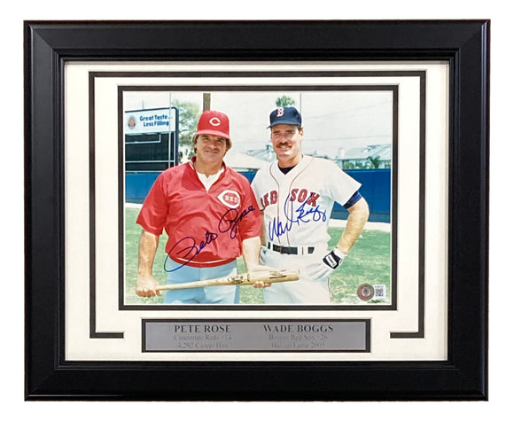 Pete Rose Wade Boggs Signed Framed 8x10 MLB Baseball Photo BAS Sports Integrity