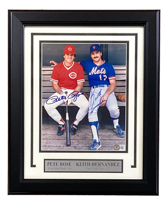 Pete Rose Keith Hernandez Signed Framed 8x10 MLB Baseball Photo BAS Sports Integrity