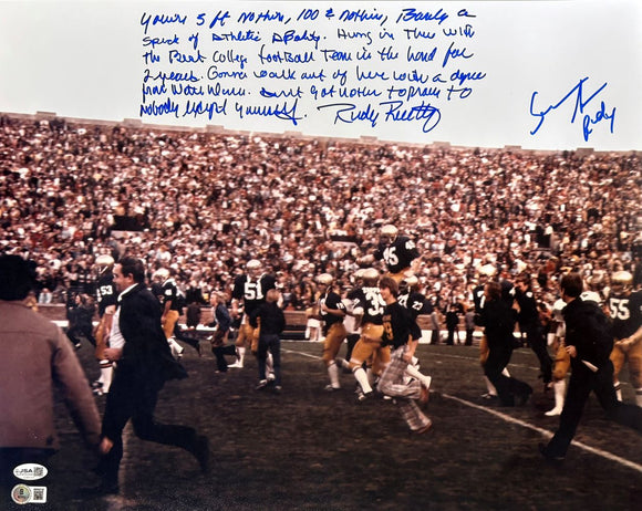 Rudy Ruettiger Sean Astin Signed 16x20 Notre Dame Photo Movie Quote BAS+JSA