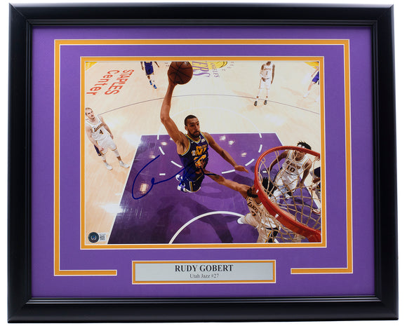 Rudy Gobert Signed Framed 11x14 Utah Jazz Photo BAS Sports Integrity
