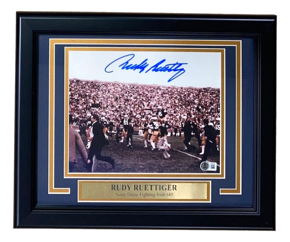 Rudy Ruettiger Signed Framed 8x10 Notre Dame Fighting Irish Photo BAS