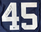 Rudy Ruettiger Notre Dame Signed Blue Never Quit Football Jersey BAS