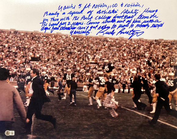 Rudy Ruettiger Signed 16x20 Notre Dame Photo 5 Foot Nothin Movie Quote BAS