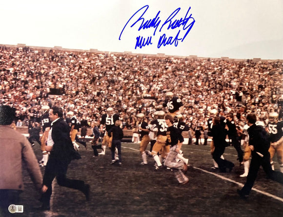 Rudy Ruettiger Signed 16x20 Notre Dame Fighting Irish Photo Never Quit BAS