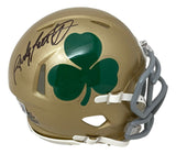 Rudy Ruettiger Signed Notre Dame Shamrock Mini Speed Helmet BAS