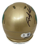 Rudy Ruettiger Signed Notre Dame Shamrock Mini Speed Helmet BAS