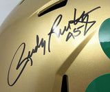 Rudy Ruettiger Signed Notre Dame FS Shamrock Rep Speed Helmet Never Quit JSA QR