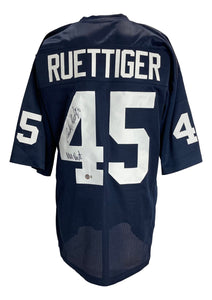 Rudy Ruettiger Signed Custom Blue College Football Jersey Never Quit Insc BAS Sports Integrity