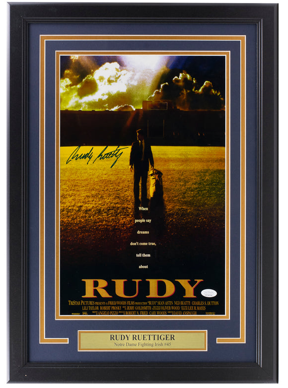 Rudy Ruettiger Signed Framed 11x17 Rudy Movie Poster Photo JSA