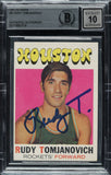 Rudy Tomjanovich Signed 1971-72 Topps #91 Rockets Rookie Card BAS Auto 10