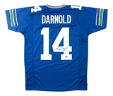 Sam Darnold Seattle Signed Throwback Blue Football Jersey BAS