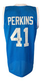 Sam Perkins North Carolina Signed Blue Basketball Jersey JSA QR Hologram