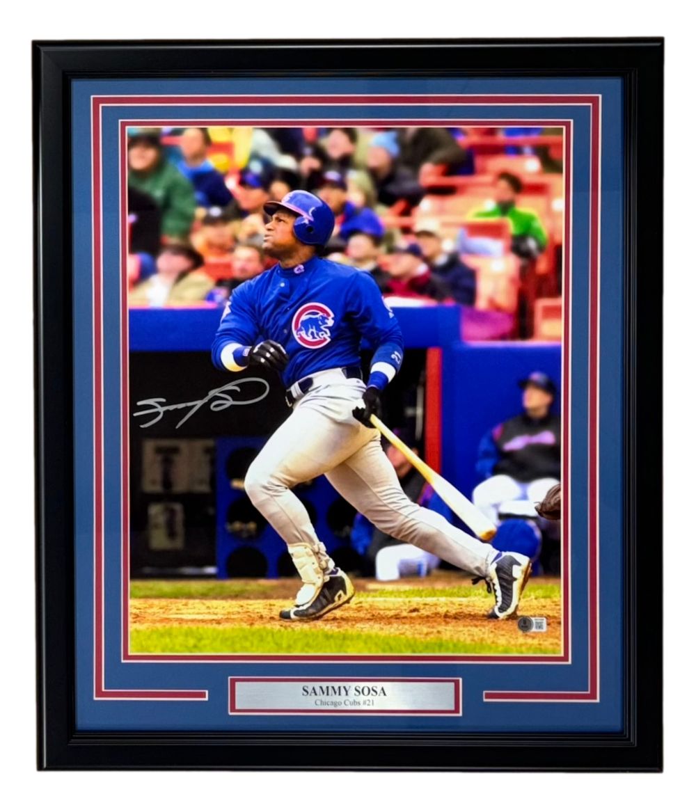 Sammy Sosa Signed Framed 16x20 Chicago Cubs Blue Jersey Photo BAS ...