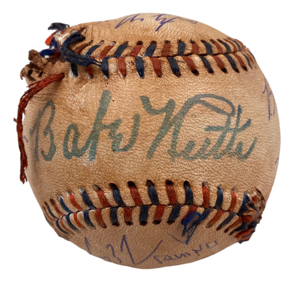 The Sandlot Cast (7) Signed Baseball w/ Facsimile Babe Ruth Autograph JSA ITP Sports Integrity