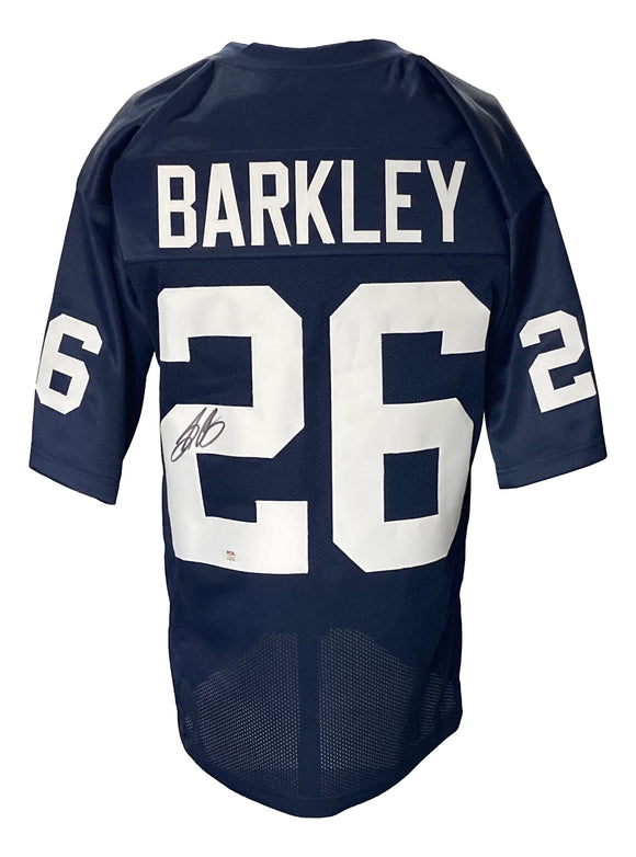 Saquon Barkley Full Signature Custom Blue College Football Jersey PSA ITP Sports Integrity