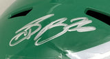 The Sports Integrity Saquon Barkley Signed in Silver Eagles FS Kelly Green Replica Speed Helmet PSA features a bold silver autograph and two top ventilation slots.
