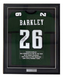 Saquon Barkley Philadelphia Signed Framed Green Stat Football Jersey PSA/DNA
