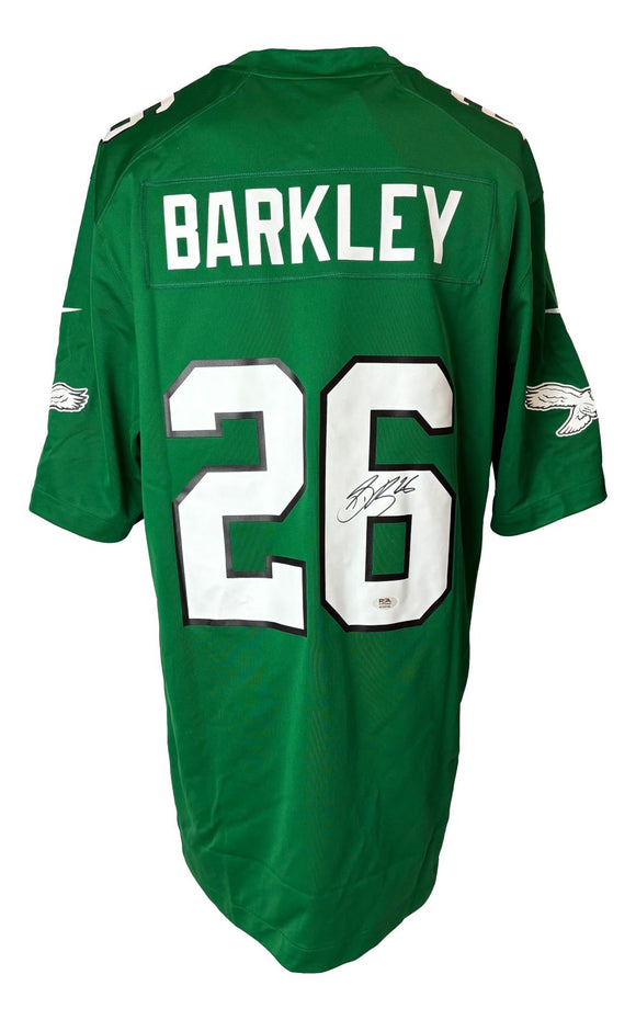 Saquon Barkley Signed Eagles Kelly Green Nike Game Replica Jersey PSA/DNA