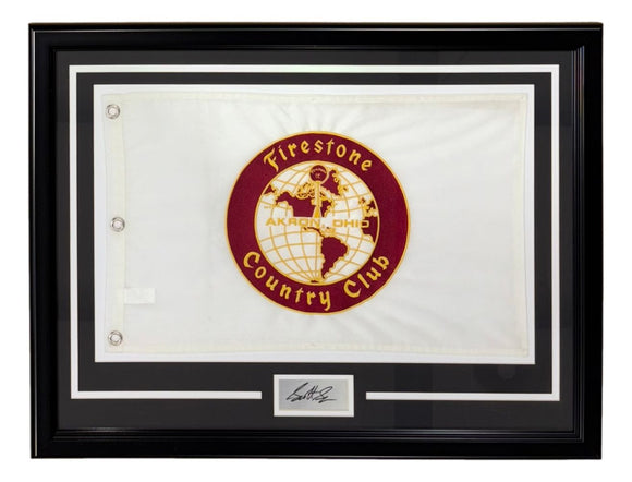 Scottie Scheffler Framed Bridgestone Country Club Flag w/ Laser Engraved Auto 2