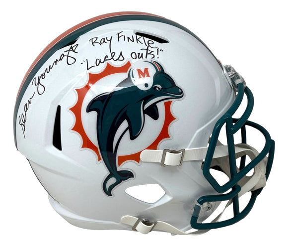 Sean Young Ace Ventura Signed Dolphins FS Replica Helmet Finkle Laces Out JSA QR