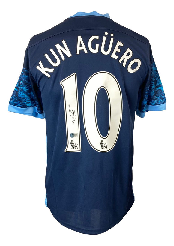 Sergio Aguero Signed Manchester City Nike Soccer Jersey BAS