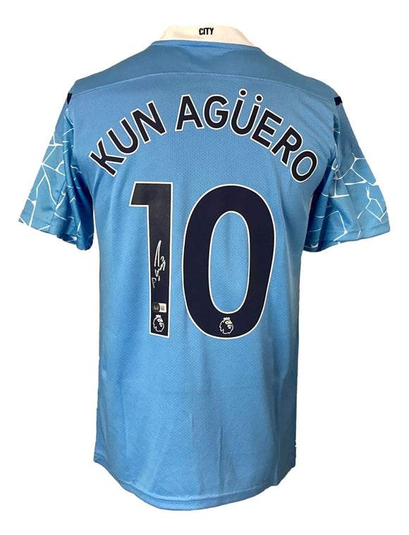 Sergio Aguero Signed Manchester City Puma Soccer Jersey BAS
