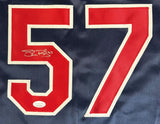 Shane Bieber Cleveland Signed Navy Baseball Jersey JSA