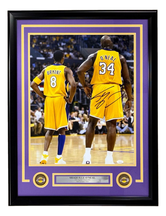 Shaquille O'Neal Signed Framed 16x20 Los Angeles Lakers Photo JSA Hologram