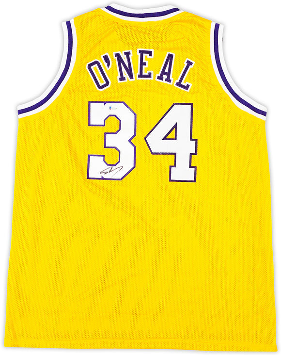 Shaquille O'Neal Los Angeles Signed Yellow Basketball Jersey 2 BAS