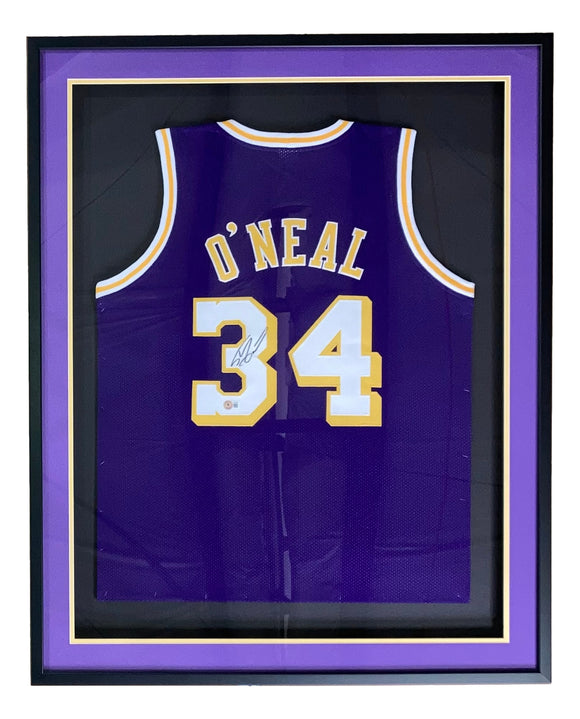 Sports Integrity Shaquille O'Neal Signed Framed Custom Purple Pro Style Basketball Jersey BAS Itp