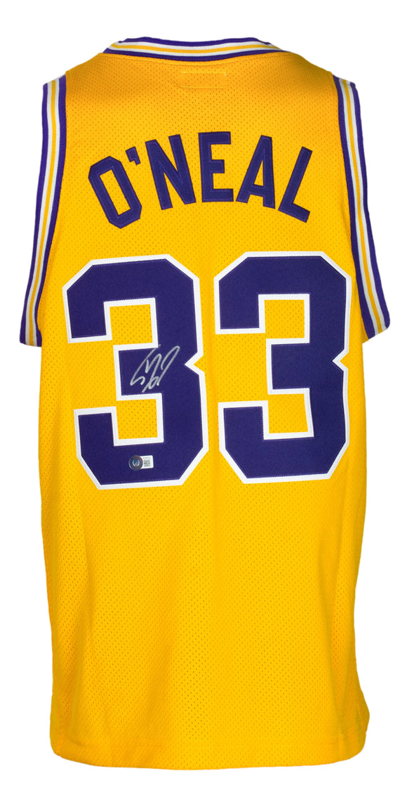 Shaquille O'Neal Signed Gold LSU Tigers Retro Brand Basketball Jersey BAS ITP