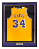 Shaquille O'Neal Los Angeles Signed Framed Yellow Basketball Jersey BAS ITP