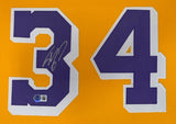 Shaquille O'Neal Los Angeles Signed Framed Yellow Basketball Jersey BAS ITP