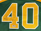 Shawn Kemp Seattle Signed Green Basketball Jersey BAS