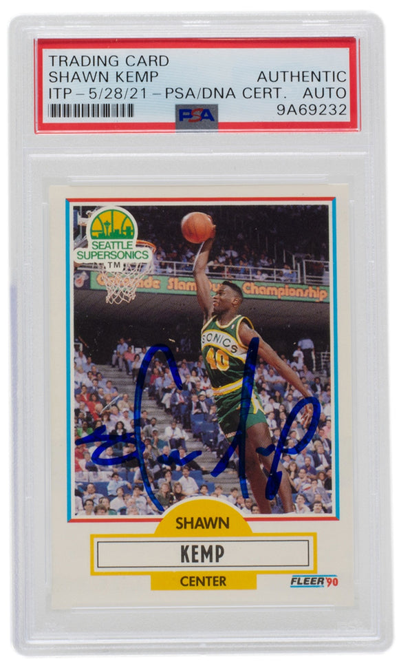 Shawn Kemp Signed 1990 Fleer #178 Seattle Supersonics Basketball Card PSA
