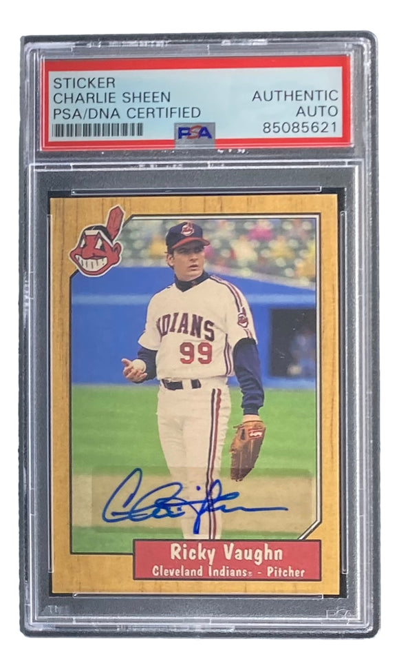 Charlie Sheen Signed Major League Holding Ball Trading Card PSA/DNA Sports Integrity