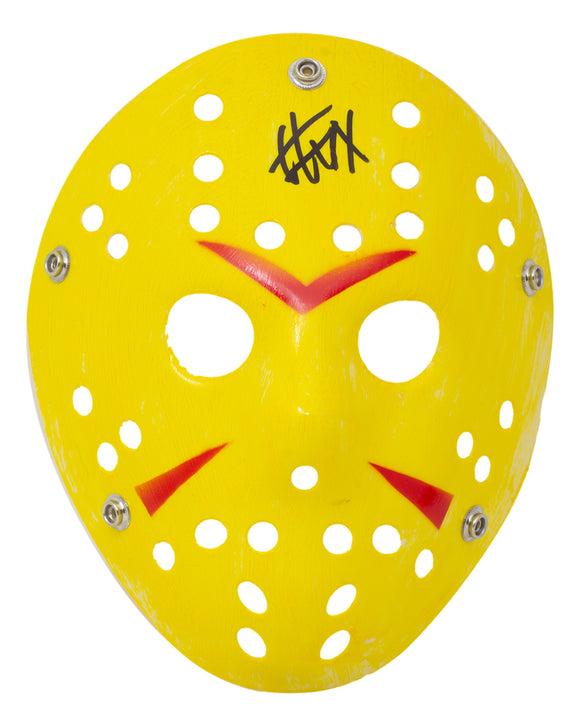 Spencer Charnas Ice Nine Kills Signed Yellow Jason Voorhees Hockey Mask JSA