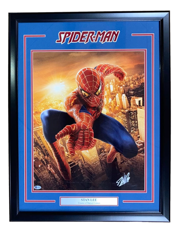 Stan Lee Signed Framed 16x20 Spiderman Photo BAS LOA Sports Integrity