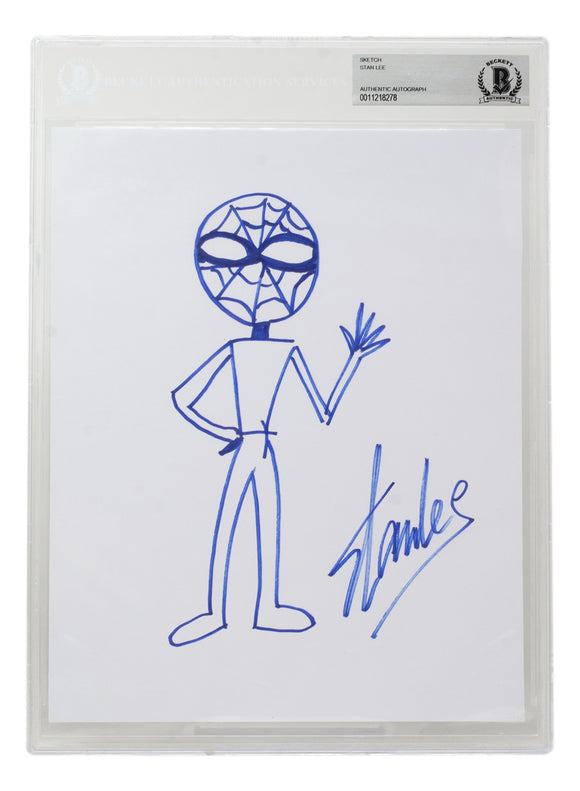 Stan Lee Signed Slabbed 8x10 Spider Man Sketch BAS